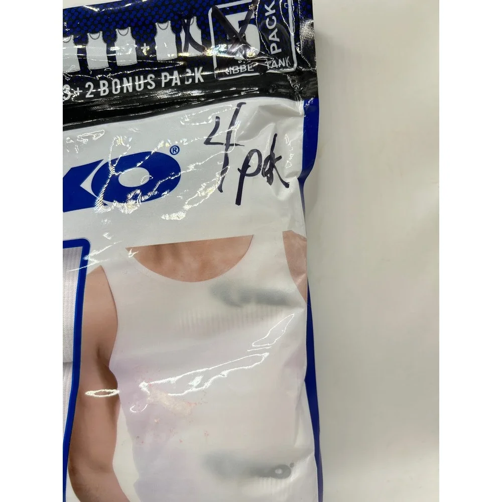 TKO Mens Ribbed Tank Top 4 Pack White‎ Small Cotton Blend Tag Free Undershirt